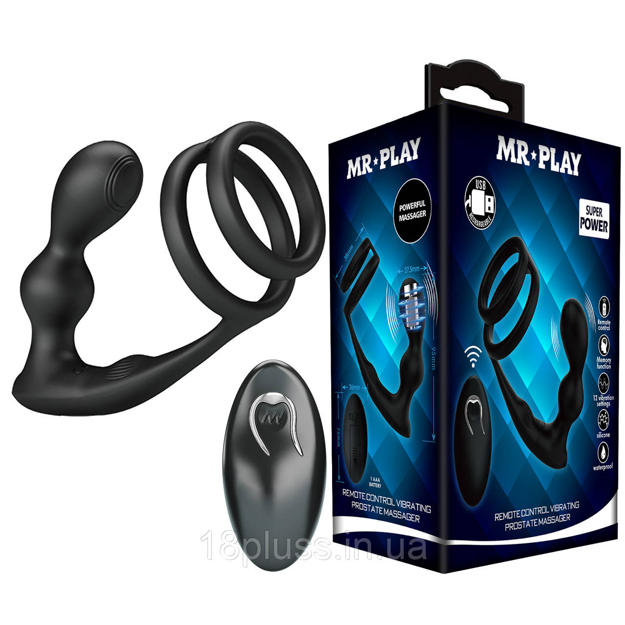Вібростимулятор простати з ерекційним кільцем Mr Play Remote Control Vibrating Prostate Massager, фото 1