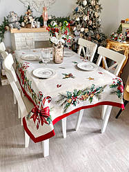 Новорічна скатертина гобеленова на прямокутний стіл CASCABEL