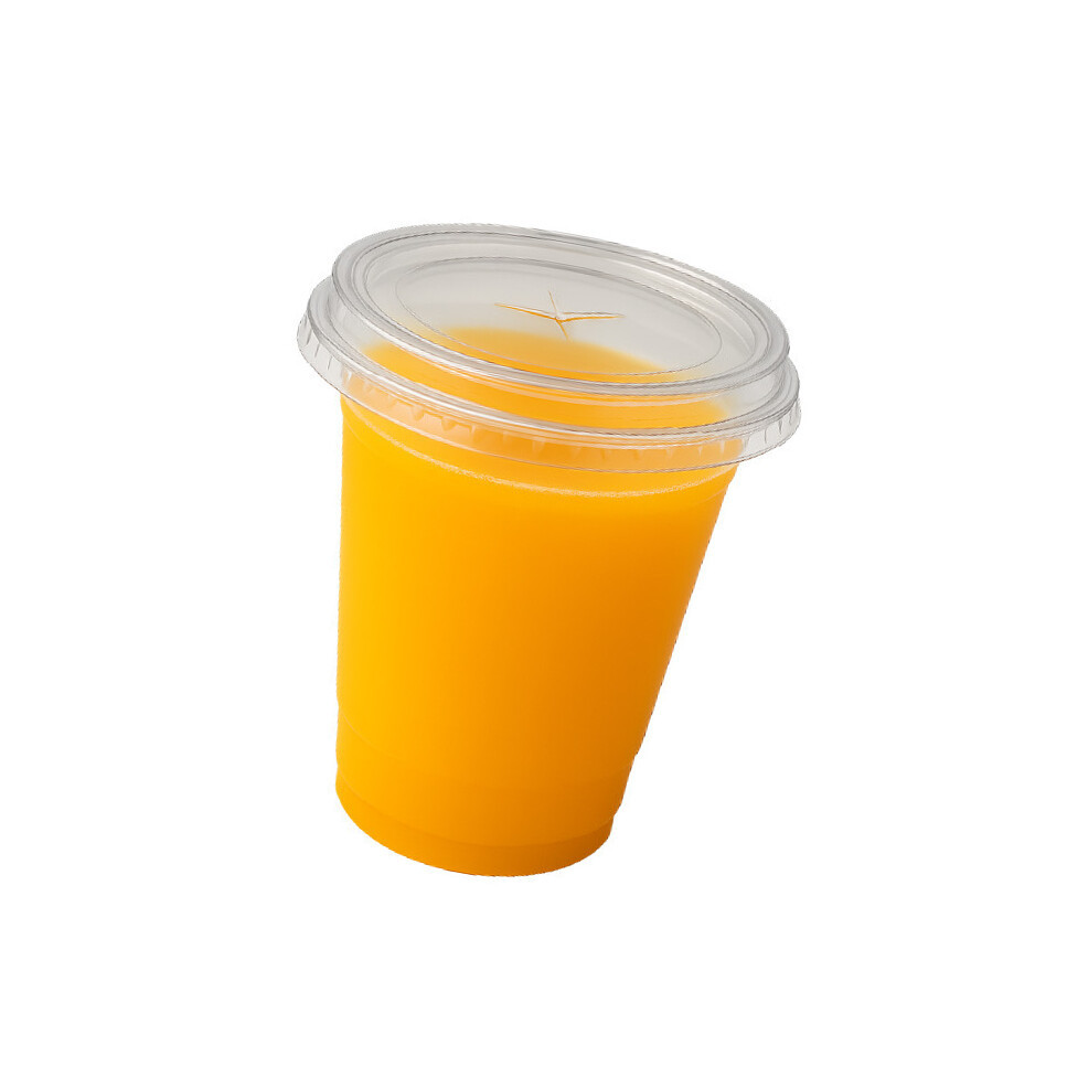 Стакан пластиковий 300мл з плоскою кришкою з Х-отвором 100шт, фото 1