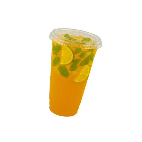 Стакан пластиковий 480мл з плоскою кришкою з Х-отвором 100шт, фото 1