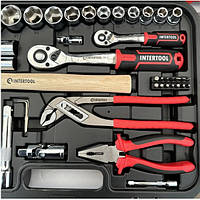 INTERTOOL ET-8100 набір інструментів 100 предметів серія STORM Cr-V з двома тріскачками 1/2" та 1/4"