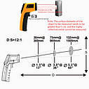 Цифровий інфрачервоний термометр — 50~600 °C/58~1122 °F Безконтактний тестер температури ІЧ-лазерний пірометр, фото 5