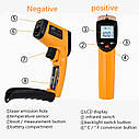 Цифровий інфрачервоний термометр — 50~600 °C/58~1122 °F Безконтактний тестер температури ІЧ-лазерний пірометр, фото 6