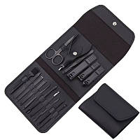 Військовий набір для манікюру та педикюру в кейсі ножиці, пилка, пінцет, в наборі 16 шт чорний