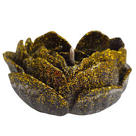 Свічка низькотемпературна для БДСМ ігор із воском у формі троянди з глітером GlowKink чорна, L