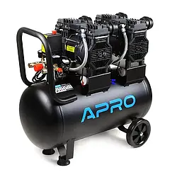 Компресор пневматичний безолійний 4-хциліндровий 2х1.5кВт 475л/хв 8бар 50л (2 крана) APRO
