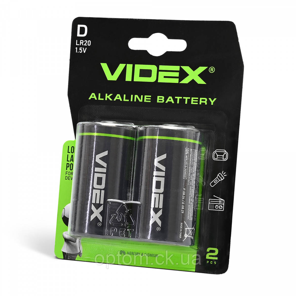 Батарейка Videx LR20 (D) blister 2pcs, фото 1