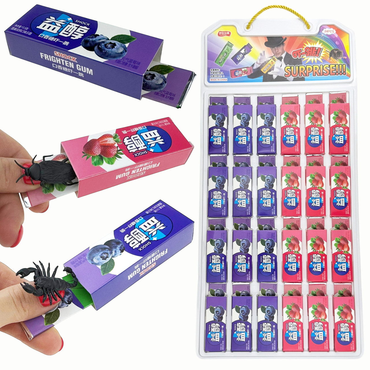 Іграшка Жуйка з тарганом смак смородина полуниця набір 24 шт., фото 1