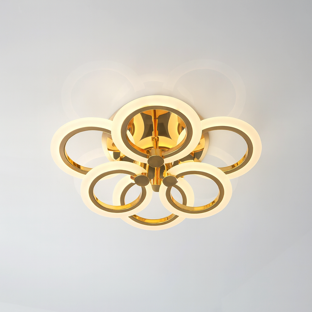 Светодиодная люстра с пультом Diasha 85W до 18 м² колір Золотистий A8022/3+3G 3color, фото 1