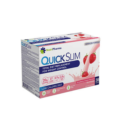 Коктейль Quick Slim "Полуниця з вершками", 30 саше по 23 г, фото 1