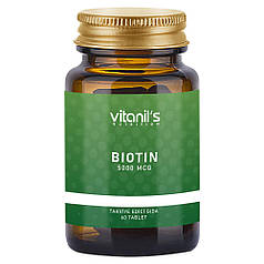 Дієтична добавка для краси шкіри, волосся та нігтів "Біотин" Vitanil&#039;s, 60 таблеток