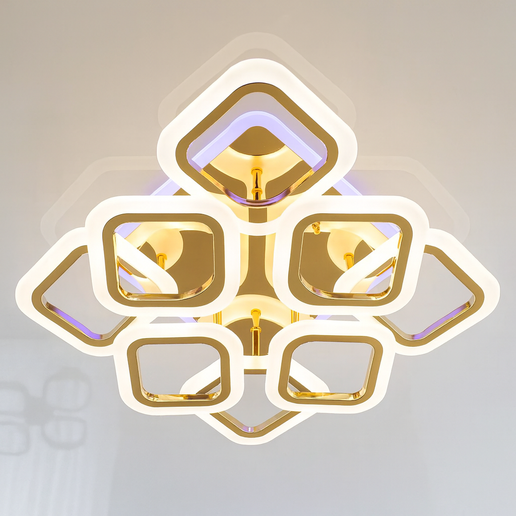 Люстра с пультом Diasha 110W до 20 м² колір Золотистий AS8060/4+4G 3color, фото 1