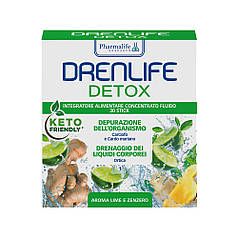Дієтична добавка Drenlife Detox з ароматом лайма та імбиру, 30 стіків по 10 мл