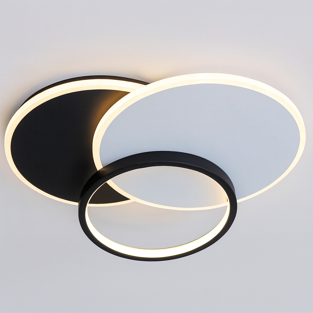 Led люстра с кругами Diasha 62W до 16 м² колір Білий + Чорний Z212-2BK, фото 1