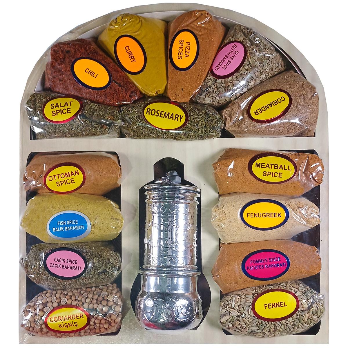 Подарунковий набір спецій з Туреччини (15 видів спецій + млин)