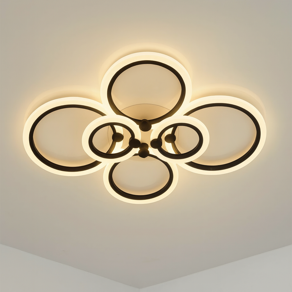 Світлодіодна люстра без підсвічування Diasha 90W до 20 м² колір Чорний A8022/6BK, фото 1