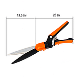 Ножиці для трави Top Flora 330 мм з поворотним лезом 360° для стрижки газону та кущів, фото 2