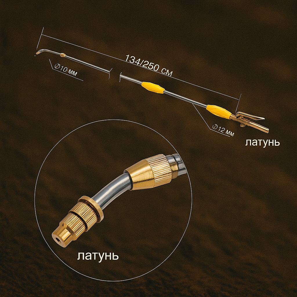 VIP Телескопічна штанга посилена 2,5 м для обприскувача з нержавіючої сталі з латунною насадкою, фото 1