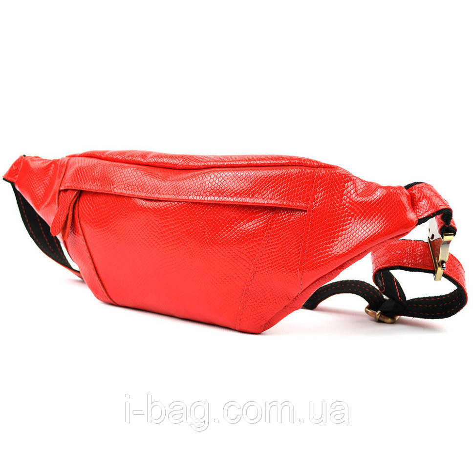 Шкіряна сумка бананка червона шкіра під змію TARWA GR-455-3md, фото 1