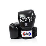 Боксерські рукавиці Fairtex BGV1, Чорні, шкіряні, 16 унцій (454г.) для спортсменів 90-100 кг. + бинти, фото 8