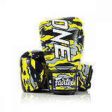 Боксерські рукавиці Fairtex BGV-ONE X, Жовті, шкіряні, 12 унцій (340г.) для спортсменів 60-80 кг. + бинти, фото 5