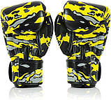 Боксерські рукавиці Fairtex BGV-ONE X, Жовті, шкіряні, 12 унцій (340г.) для спортсменів 60-80 кг. + бинти, фото 7