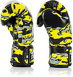 Боксерські рукавиці Fairtex BGV-ONE X, Жовті, шкіряні, 12 унцій (340г.) для спортсменів 60-80 кг. + бинти, фото 8