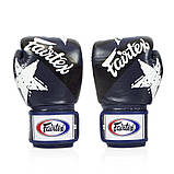 Боксерські рукавиці Fairtex BGV1, Сині, шкіряні, 10 унцій (283 г) для спортсменів від 8 років до 60 кг + бинти, фото 5