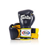 Боксерські рукавиці Fairtex BGV9, Сині, шкіряні, 16 унцій (454г.) для спортсменів 90-100 кг. + бинти, фото 8