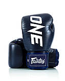 Боксерські рукавиці Fairtex BGV1-ONE, Сині, шкіряні, 12 унцій (340г.) для спортсменів 60-80 кг. + бинти, фото 8