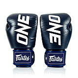 Боксерські рукавиці Fairtex BGV1-ONE, Сині, шкіряні, 12 унцій (340г.) для спортсменів 60-80 кг. + бинти, фото 5