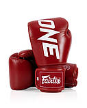 Боксерські рукавиці Fairtex BGV1-ONE, Червоні, шкіряні, 12 унцій (340г.) для спортсменів 60-80 кг. + бинти, фото 8