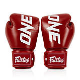 Боксерські рукавиці Fairtex BGV1-ONE, Червоні, шкіряні, 14 унцій (397г.) для спортсменів 80-90 кг. + бинти, фото 5