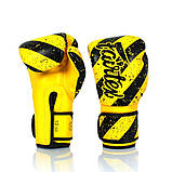Боксерські рукавиці Fairtex BGV14Y, Жовті, 12 унцій (340г.) для спортсменів 60-80 кг. + бинти, фото 6