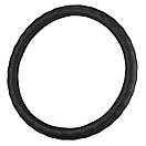 Чохол на кермо Carlife 39-41см, шкіра, чорний, біла гума, один шов, перфорований SW343L, фото 3