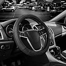 Чохол на кермо Carlife 39 - 41см, шкіра, чорний SW241L, фото 2