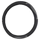 Чохол на кермо Carlife 39 - 41см, шкіра, чорний з сірими вставками, фото 4