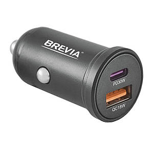 Автомобільний зарядний пристрій Brevia ePower DualCharge 48W 1xUSB-C+1xUSB-A, чорний
