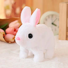 Плюшева інтерактивна дитяча іграшка Кролик попригунчик, рухається та видає звуки Білий (AX)