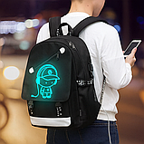 Підлітковий рюкзак для хлопчика з USB (46х30х15 см), Чорний / Шкільний рюкзак світловідбивний, фото 2