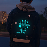 Підлітковий рюкзак для хлопчика з USB (46х30х15 см), Чорний / Шкільний рюкзак світловідбивний, фото 6