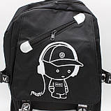 Підлітковий рюкзак для хлопчика з USB (46х30х15 см), Чорний / Шкільний рюкзак світловідбивний, фото 10