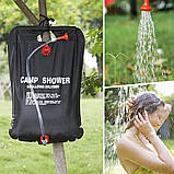 Душ для кемпінгу та дачі 20 л Easy Camp Solar Shower / Туристичний переносний душ / Похідний душ, фото 2