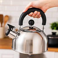Чайник для плити зі свистком UniSteel, 1,4 л, нержавіюча сталь, одинарне дно