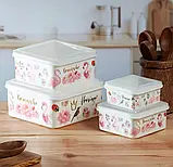 Набір судочків пластикових прямокутних FRICO 4 шт з малюнком, фото 2