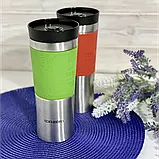 Термокухоль з силіконовим тримачем EDENBERG 480 мл нержавіюча сталь, фото 2