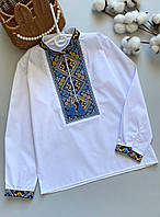 Підліткова вишиванка, вишиванка для підлітка з жовто-блакитним орнаментом 13, 14, 15, 16 років