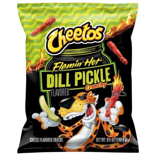 Кукурудзяні снеки Cheetos Flamin' Hot Dill Pickle Flavored Crunchy Chips 240г, фото 1