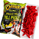 Кукурудзяні снеки Cheetos Flamin' Hot Dill Pickle Flavored Crunchy Chips 240г, фото 2