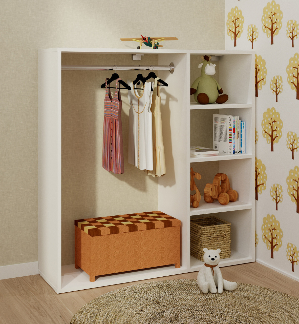 Вішалка настінна. Вішалка в передпокій. Вішалка настінна з полицею і гачками MebelProff B7, фото 1